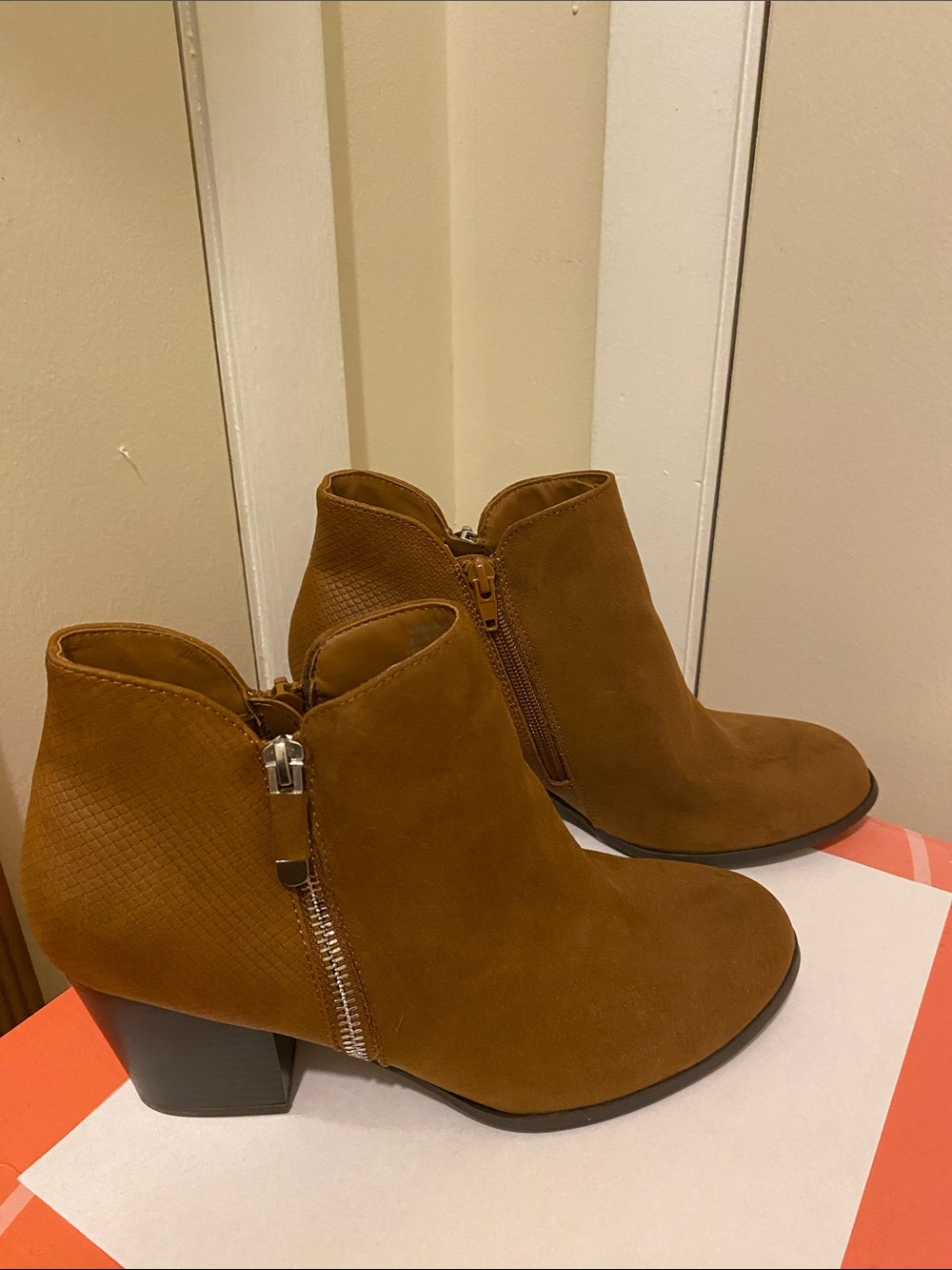 Style & Co Brown Zip Ankle Boots Size 8.5.  New Without Box